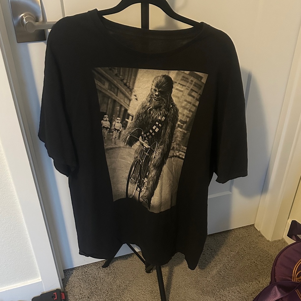 Black Graphic T-Shirt with Chewbacca Print